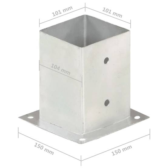 Ancre de poteau métal galvanisé 101 mm x 150 mm x 150 mm - PANGIVO - Image 8