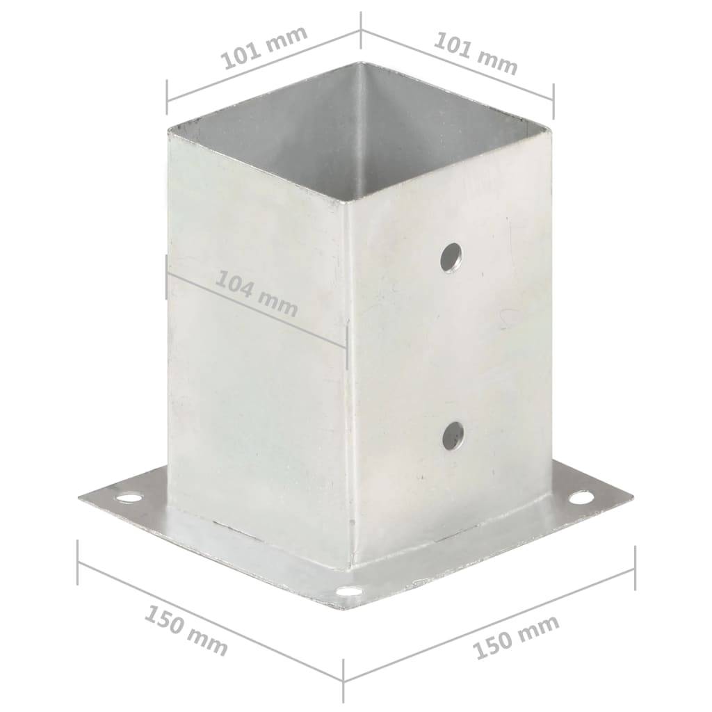 Ancre de poteau métal galvanisé 101 mm x 150 mm x 150 mm - PANGIVO - Image 8