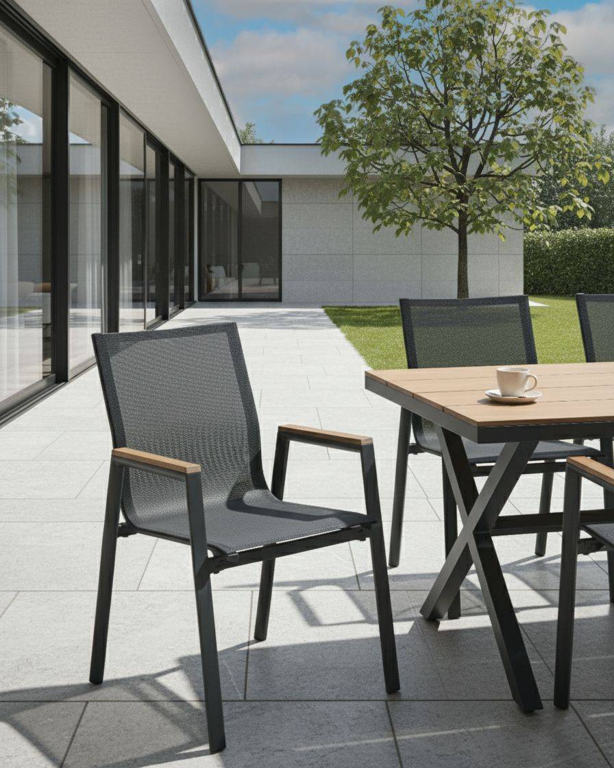Beliani - Chaise de jardin Aluminium Noir TIANO - 56x56x90- Beliani