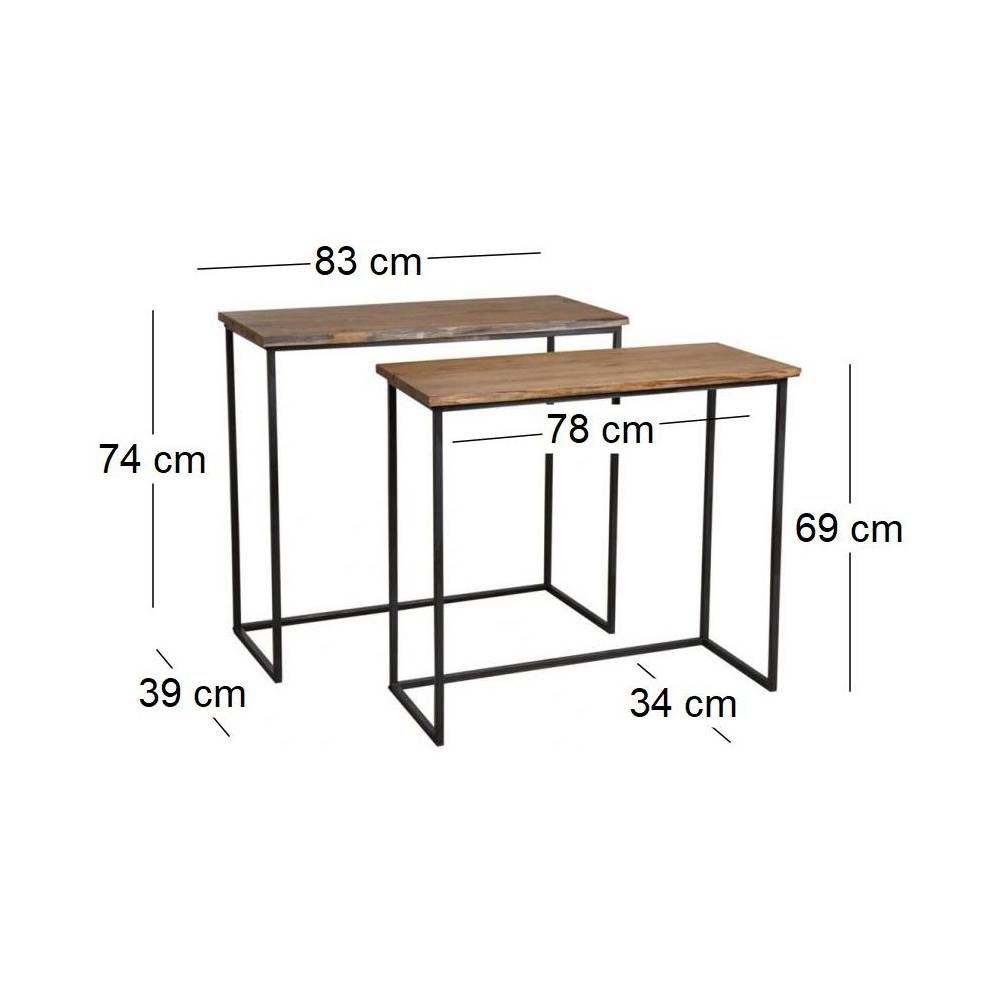 Aubry Gaspard - Consoles en bois et métal Ubi (Lot de 2) - Imagen 3