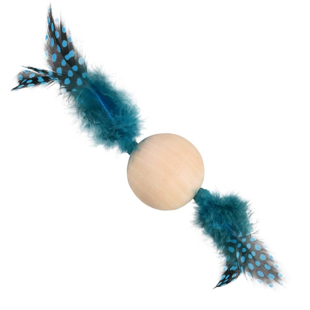 Flamingo - Jouet 1 Balle en bois avec plume 13 x 4 cm jouet pour chat couleur aléatoire. - Imagen 4