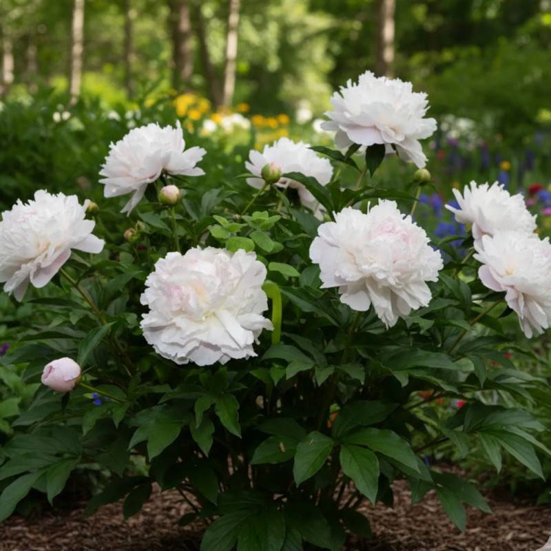 Pivoine herbacée Mme Claude Tain à fleurs Blanche/ - feuillage Caduc - Pot de 2L - 10/20 cm - Imagen 1
