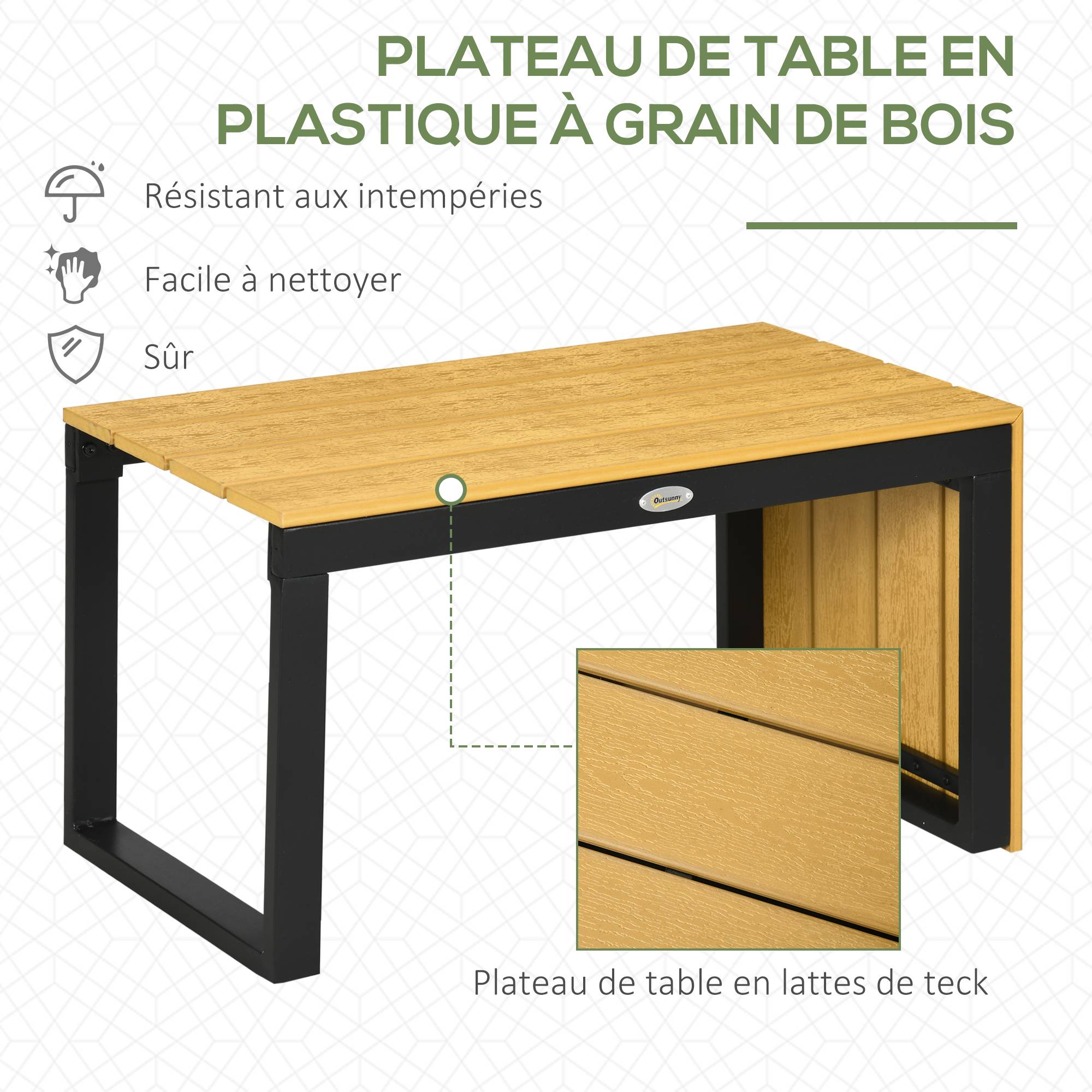 Outsunny - Salon de Jardin d'angle modulable avec table basse aluminium 5 places 3 pièces 8 coussins inclus gris - Outsunny - Imagen 5