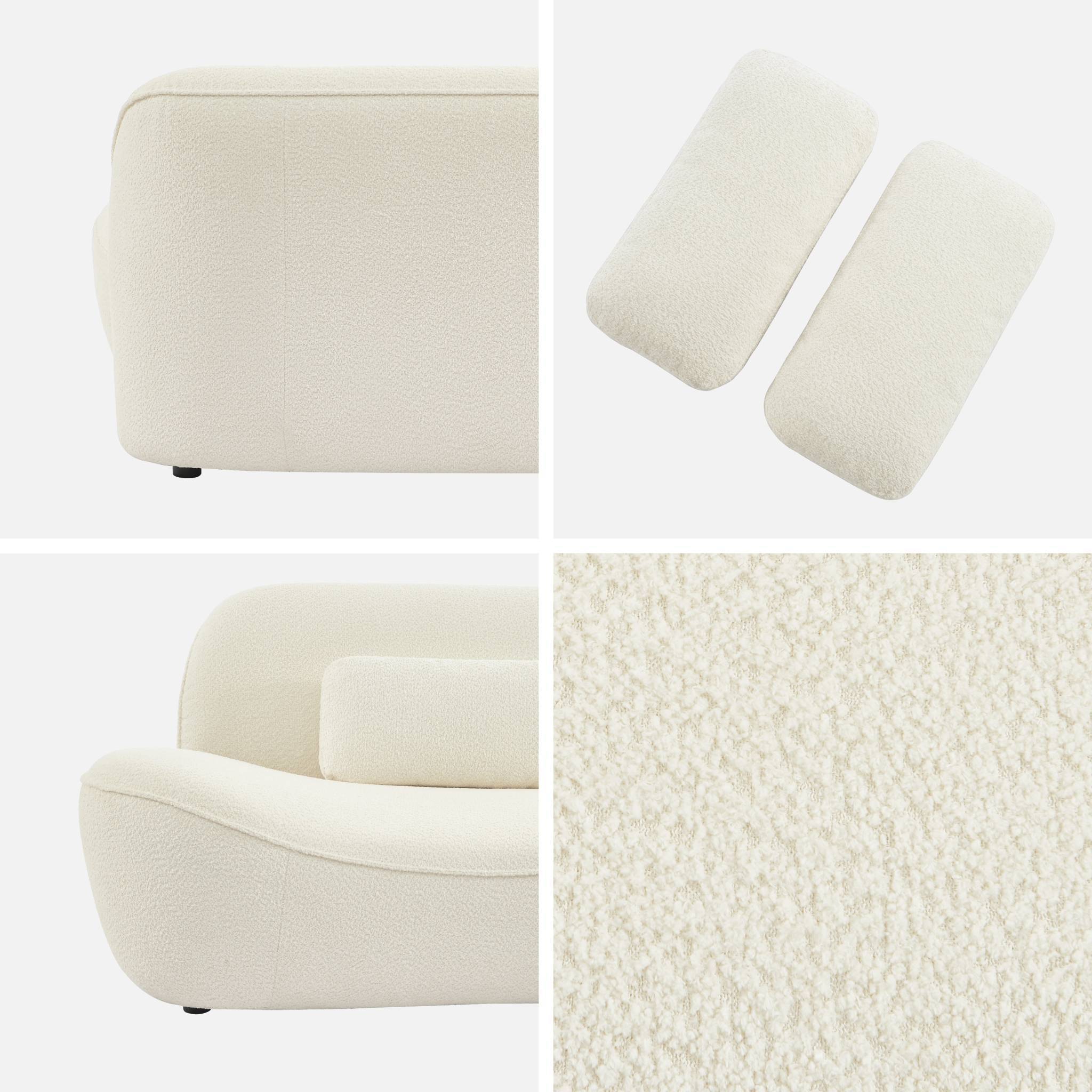 sweeek - Canapé 3 places en bouclette blanche L 265 x P 114 x H 85cm - Nia | sweeek - Image 6