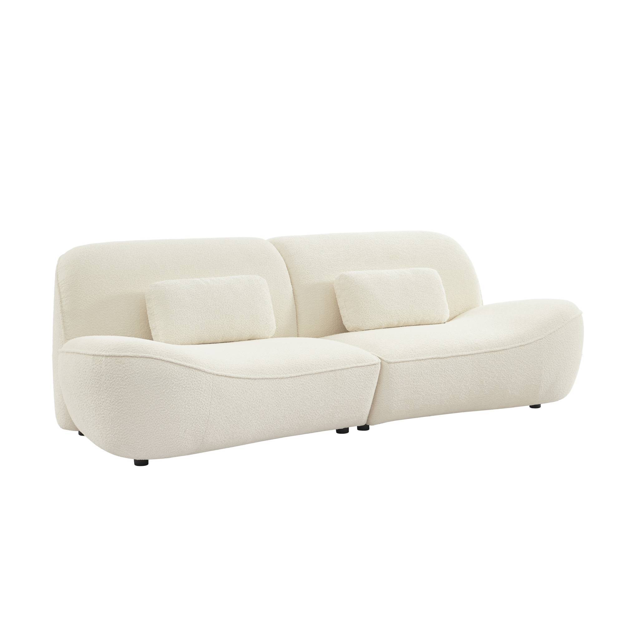 sweeek - Canapé 3 places en bouclette blanche L 265 x P 114 x H 85cm - Nia | sweeek - Image 2
