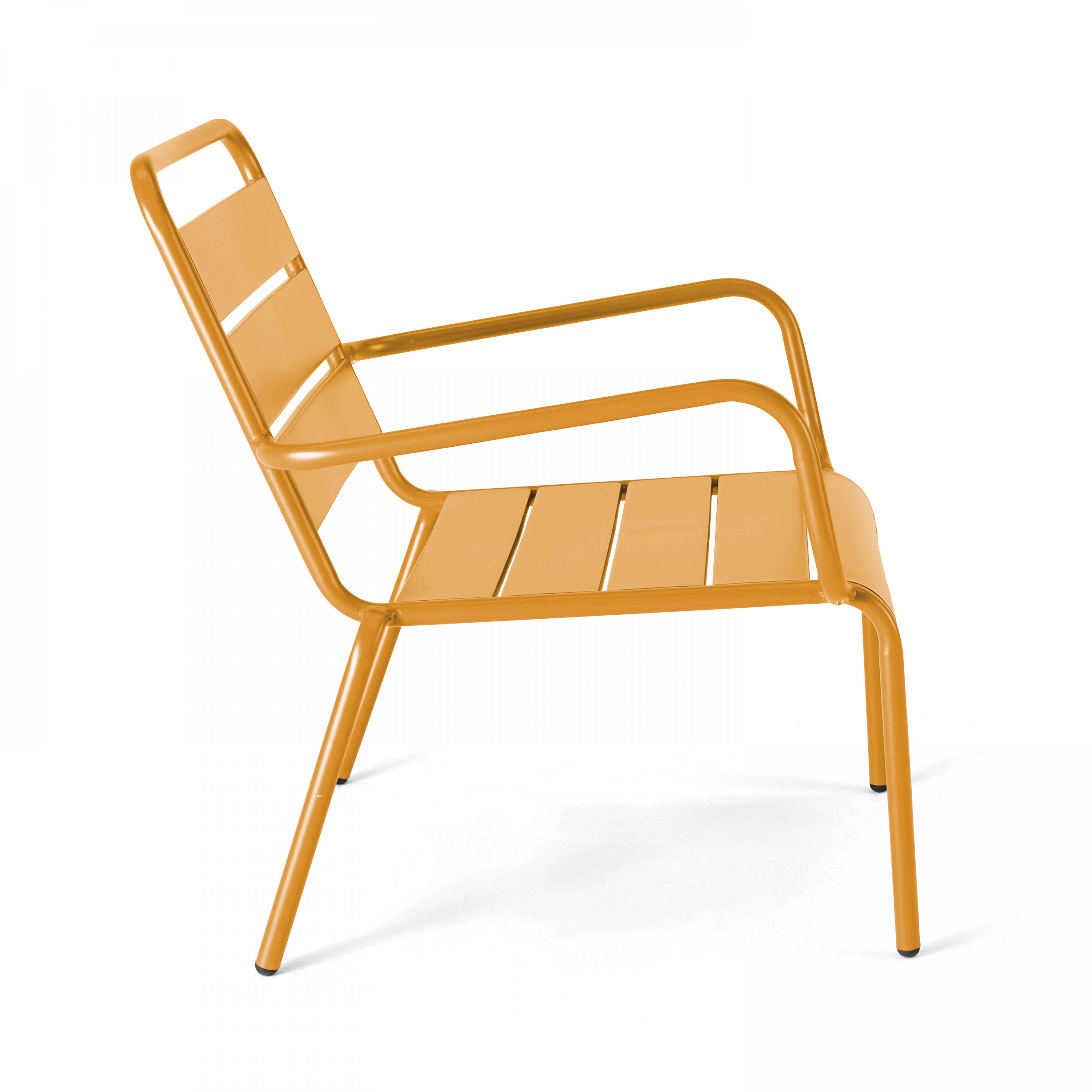 Oviala - Fauteuil de jardin bas relax acier jaune Palavas - Oviala - Imagen 4