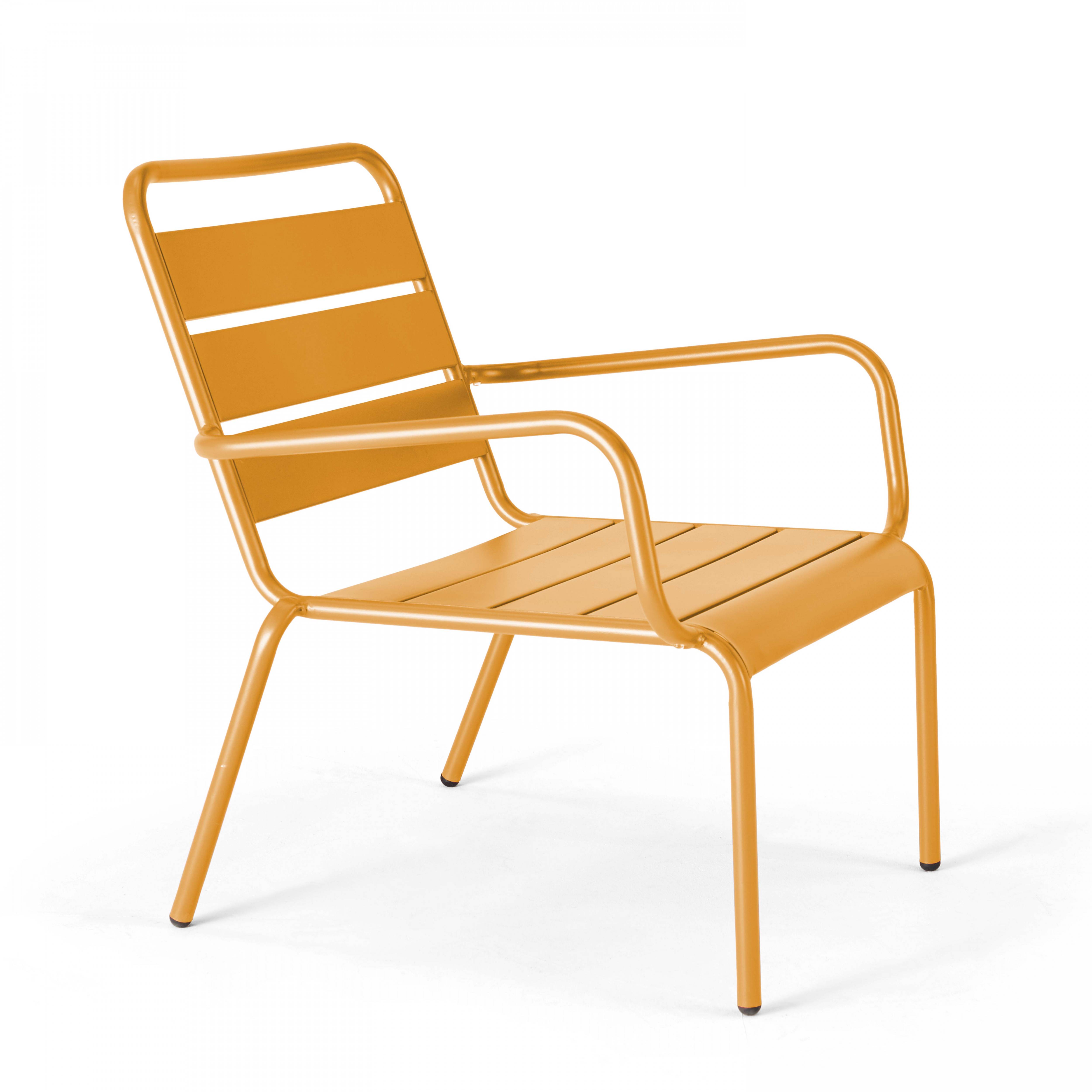 Oviala - Fauteuil de jardin bas relax acier jaune Palavas - Oviala - Imagen 1