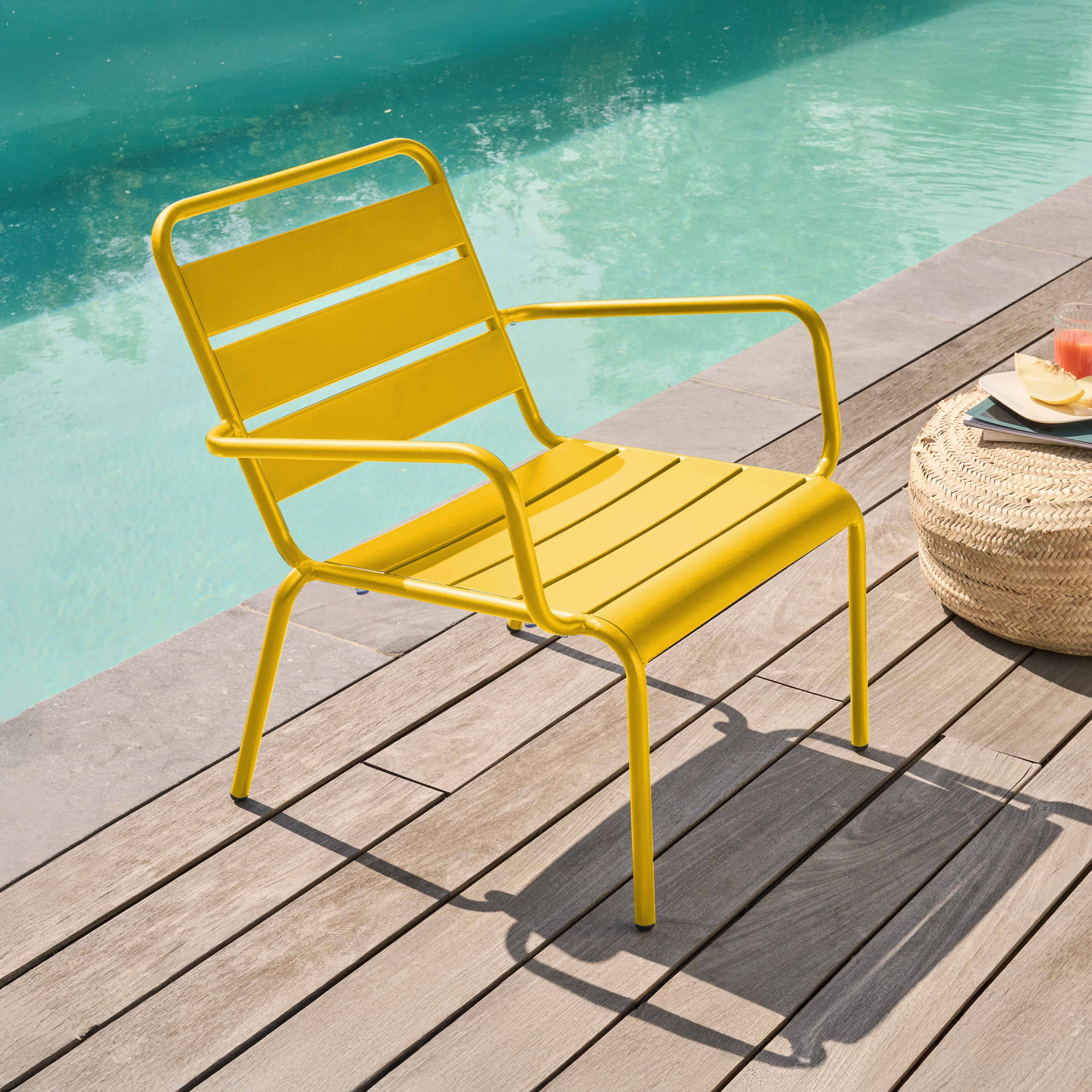 Oviala - Fauteuil de jardin bas relax acier jaune Palavas - Oviala - Imagen 2