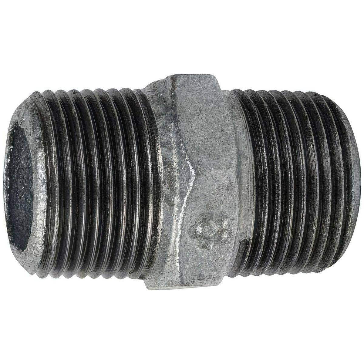 Mamelon Mâle-Mâle en Fonte Malléable Galvanisée - 1/4'' - Image 1