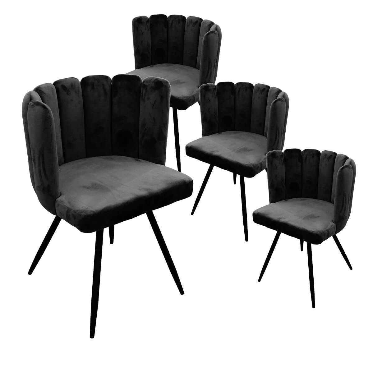 ALTOBUY - Lot de 4 Chaises Velours Noir - CHARLOTTE - Image 1