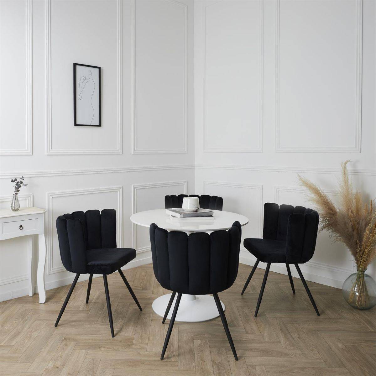 ALTOBUY - Lot de 4 Chaises Velours Noir - CHARLOTTE - Image 2