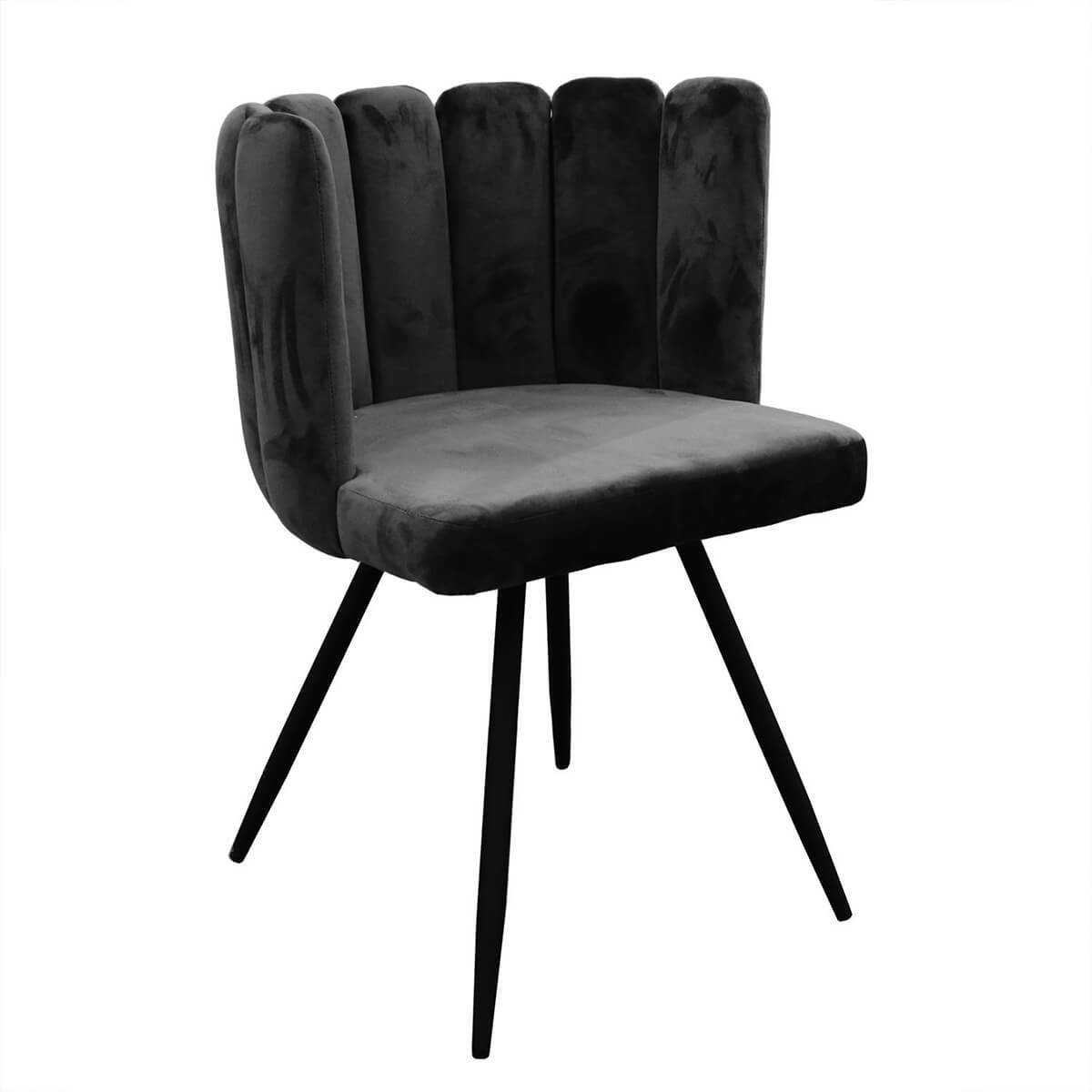 ALTOBUY - Lot de 4 Chaises Velours Noir - CHARLOTTE - Image 6