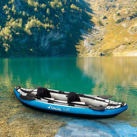 Kangui - KANGUI Canoë Kayak gonflable Bleu 1 à 2 places + pagaie + sac transport + pompe double action+ kit de réparation - Image 3