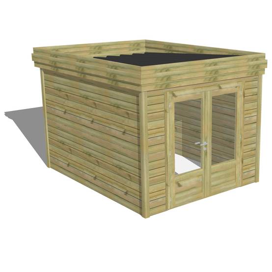 Sans Marque - ABRI DE JARDIN bois autoclave 27mm - 2,64x3,44m / 9m2 - Bac acier - Abri Français - Image 1