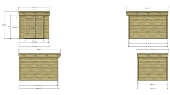 Sans Marque - ABRI DE JARDIN bois autoclave 27mm - 2,64x3,44m / 9m2 - Bac acier - Abri Français - Image 4