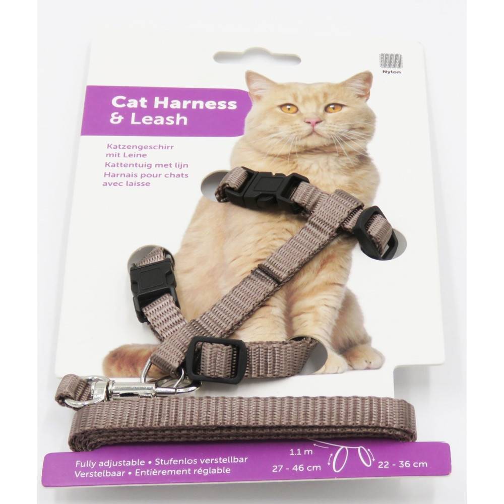 Harnais et laisse de 1,10 mètre taupe pour chat - Imagen 2