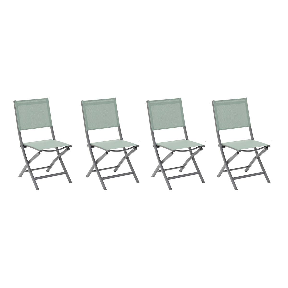 Hesperide - Lot de 4 chaises de jardin pliantes "Essentia" vert olive et graphite - Hespéride - Imagen 1