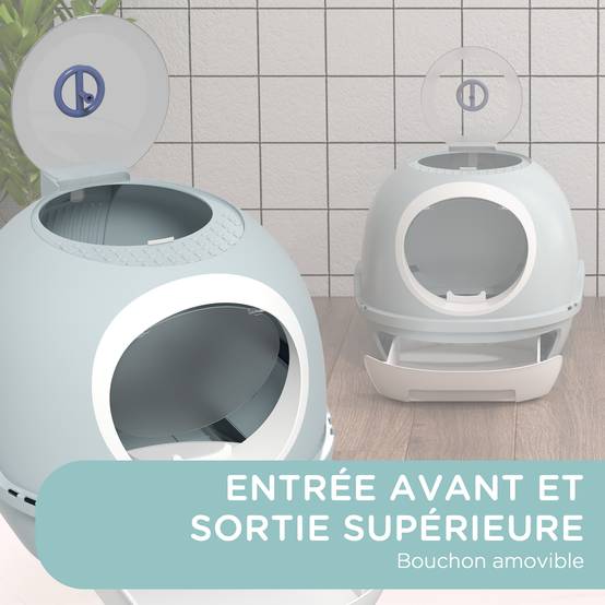 Bac à litière fermé plastique pour chats tiroir coulissant lucarne 55cm bleu - ComfortXL Outdoor Living - Image 9