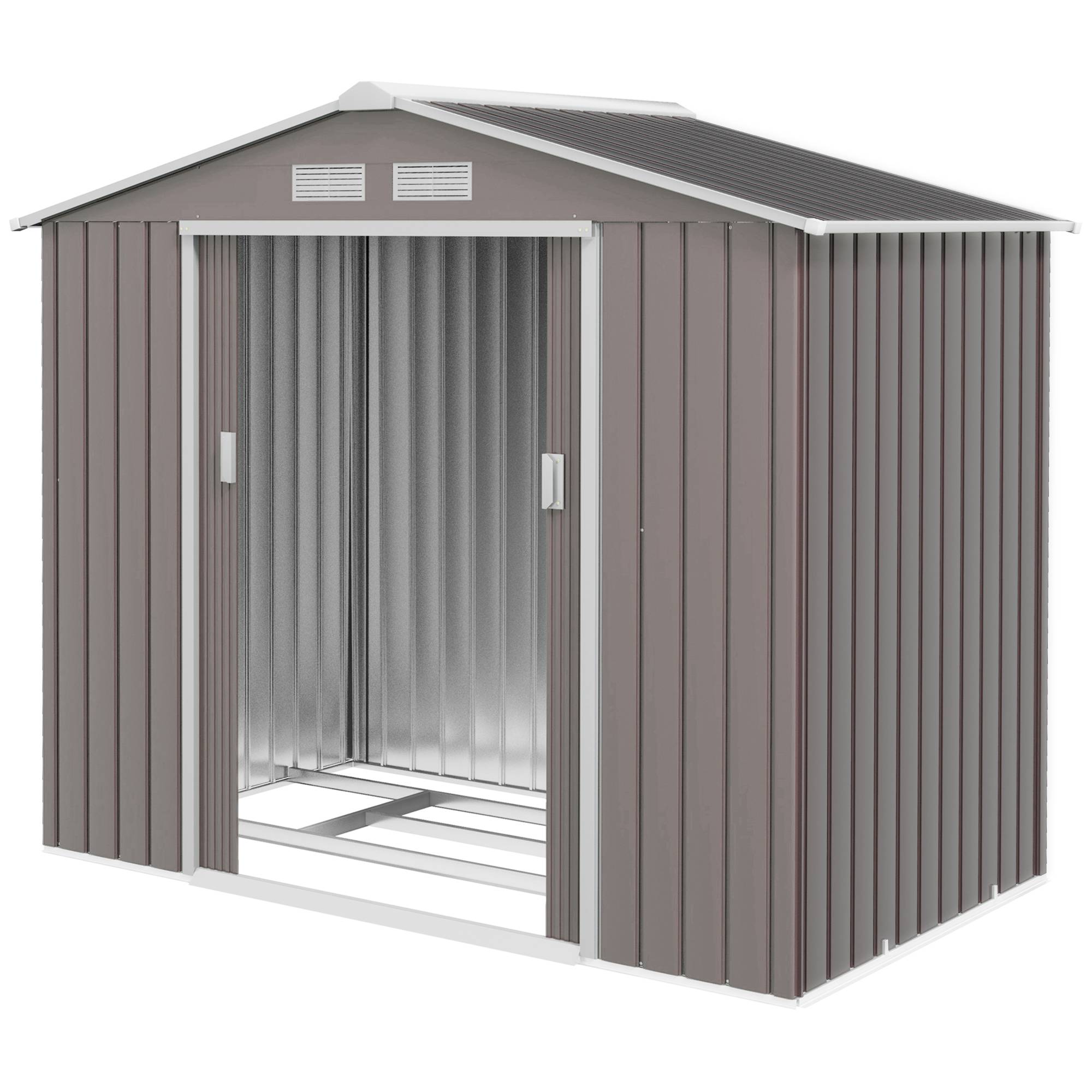 Abri de jardin avec portes coulissantes, 2,13 x 1,30 x 1,85 cm, métal, gris - Image 2