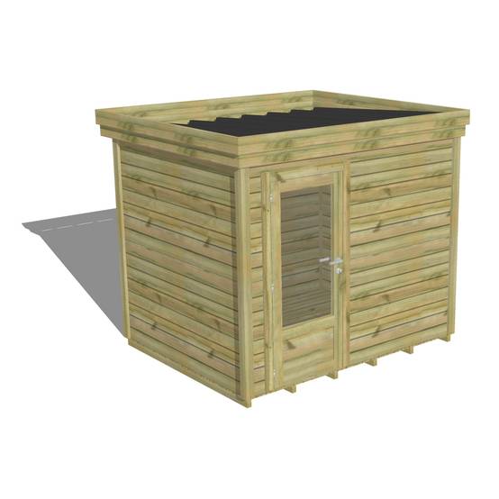 Sans Marque - ABRI DE JARDIN bois autoclave 27mm - 2,64x2,14m / 6m2 - Bac acier - Plancher bois - Image 1