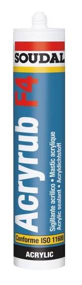 Mastic acrylique ACRYRUB F4 blanc cartouche 300ml - SOUDAL - 120659 - Image 1