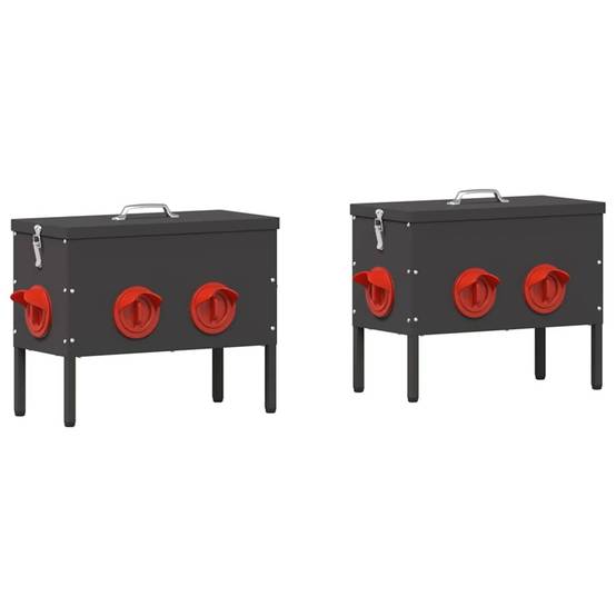 Lot de 2 Mangeoires Basses Acier Poule 15kg Noir - ComfortXL Outdoor Living - Image 2
