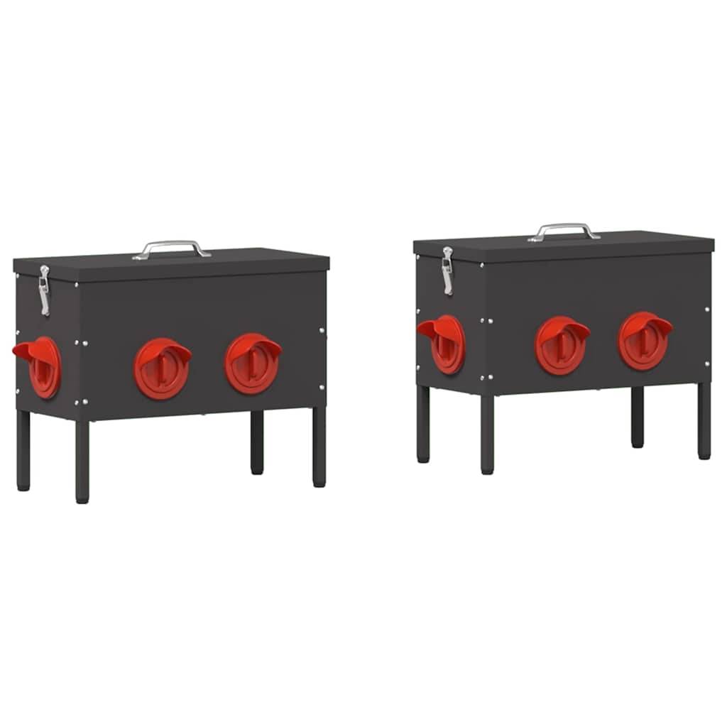 Lot de 2 Mangeoires Basses Acier Poule 15kg Noir - ComfortXL Outdoor Living - Image 2