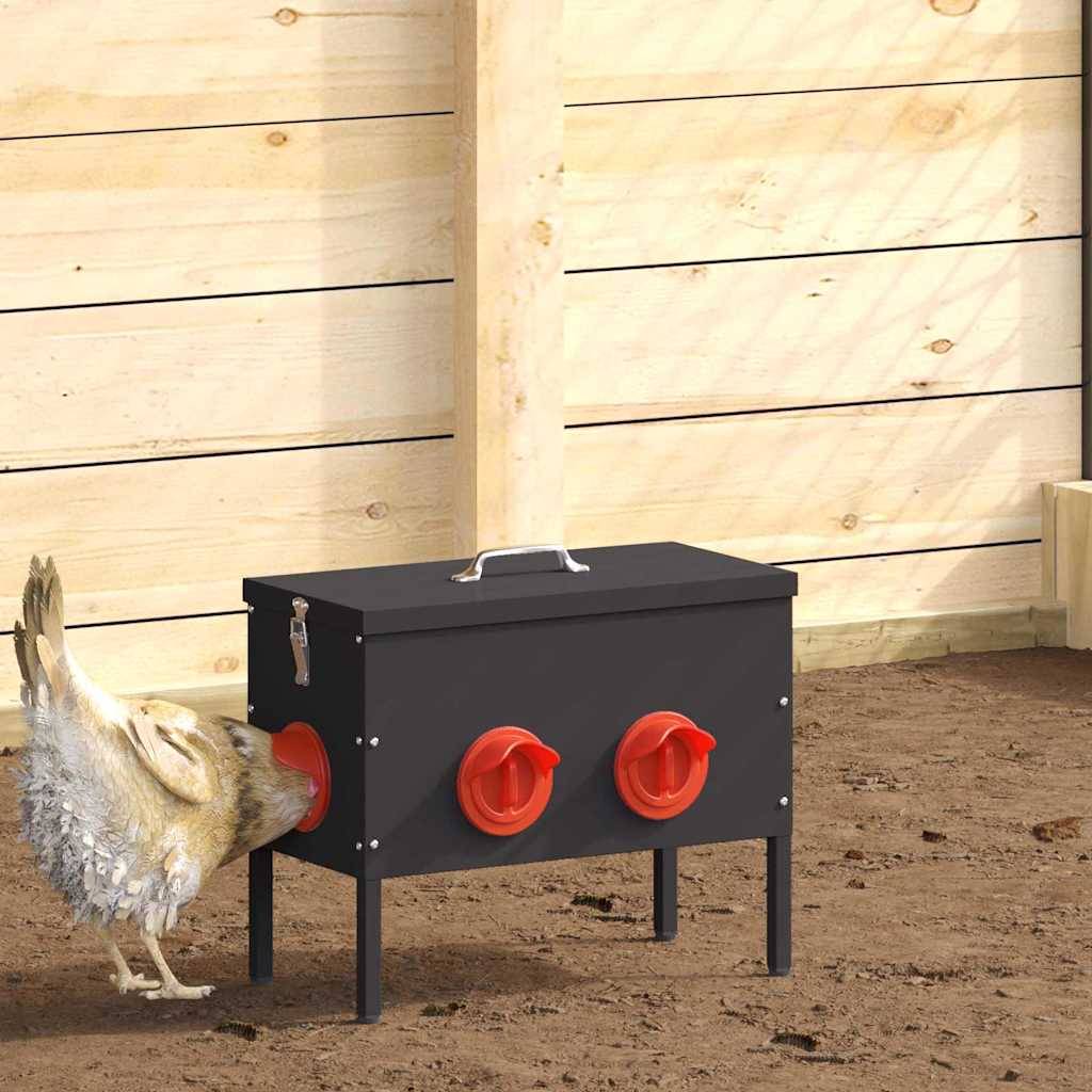 Lot de 2 Mangeoires Basses Acier Poule 15kg Noir - ComfortXL Outdoor Living - Image 1
