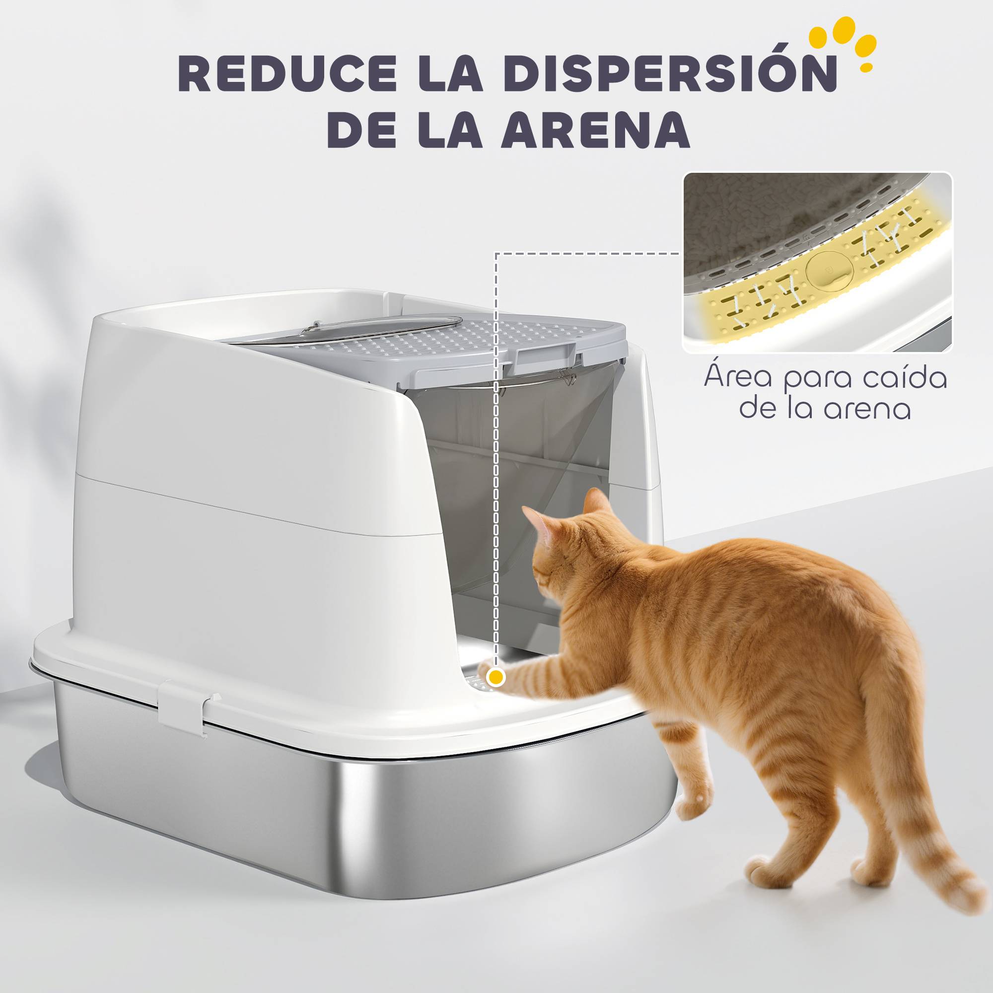 Litière chat acier inoxydable L couvercle rabattable pelle métal sac désodorisant blanc - Image 8