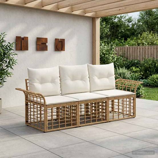 Vidaxl - Ensemble de canapés d'extérieur 3 pcs-Salons de jardin Blanc Naturel et Crème - Image 1