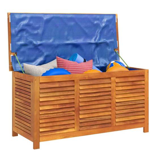 Coffre de rangement de jardin bois d'acacia naturel 113 x 50 x 56 cm - PANGIVO - Image 5