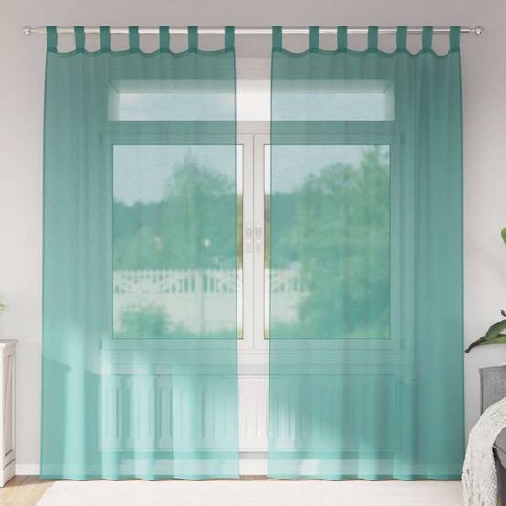 Rideaux - Panneaux de rideau en voile avec passe-tringles 2 pcs turquoise - Imagen 2