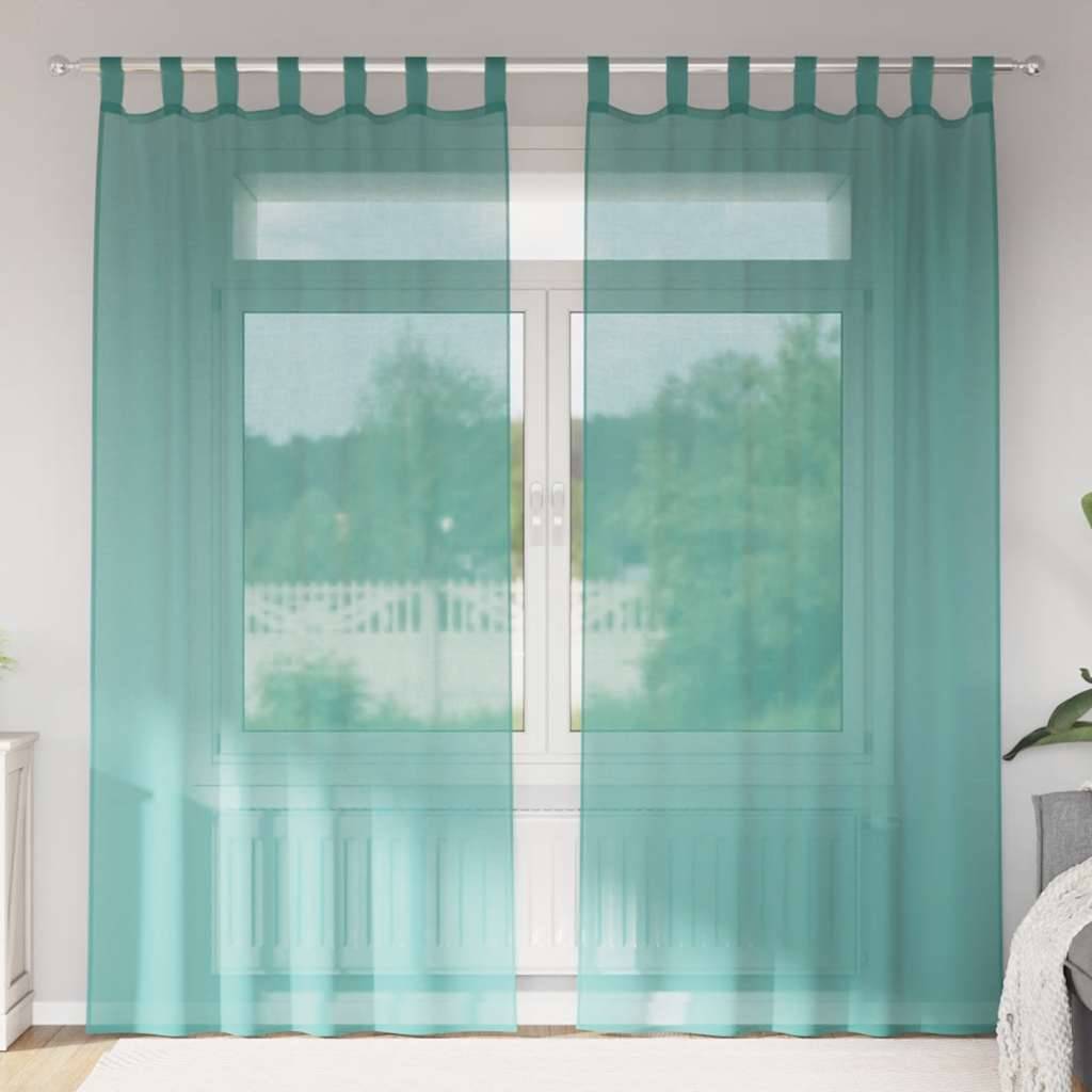 Rideaux - Panneaux de rideau en voile avec passe-tringles 2 pcs turquoise - Imagen 2
