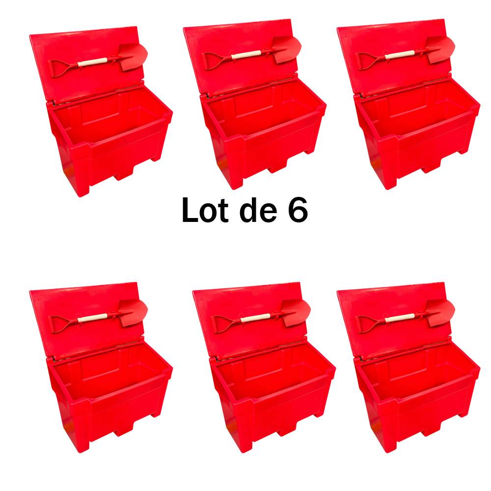 Bac à sable incendie/ à sel de déneigement 200l+pelle-lot de 6-plast'up rotomoulage - Imagen 1