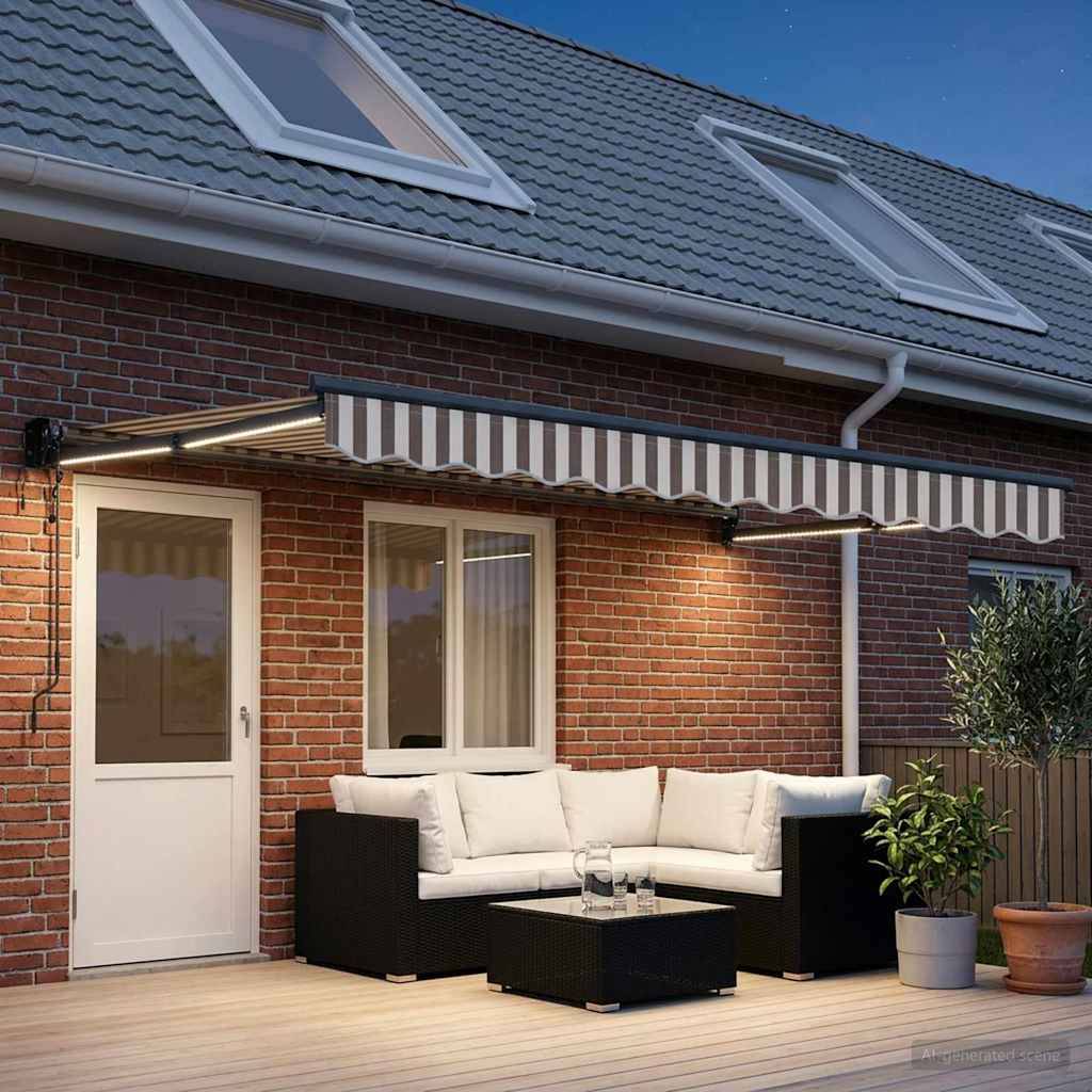 ComfortXL - Store banne électrique extérieur aluminium capteur vent LED gris clair et blanc - ComfortXL Outdoor Living - Image 3