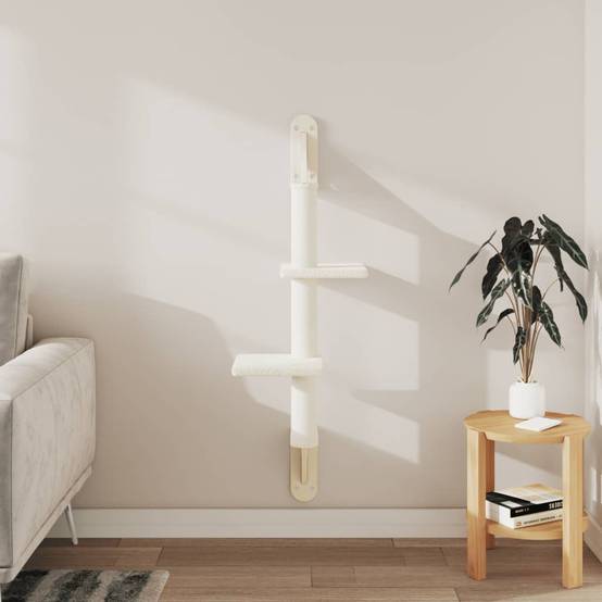 Arbre à chat mural bois et sisal crème 50 x 30 x 108 cm - PANGIVO - Image 3