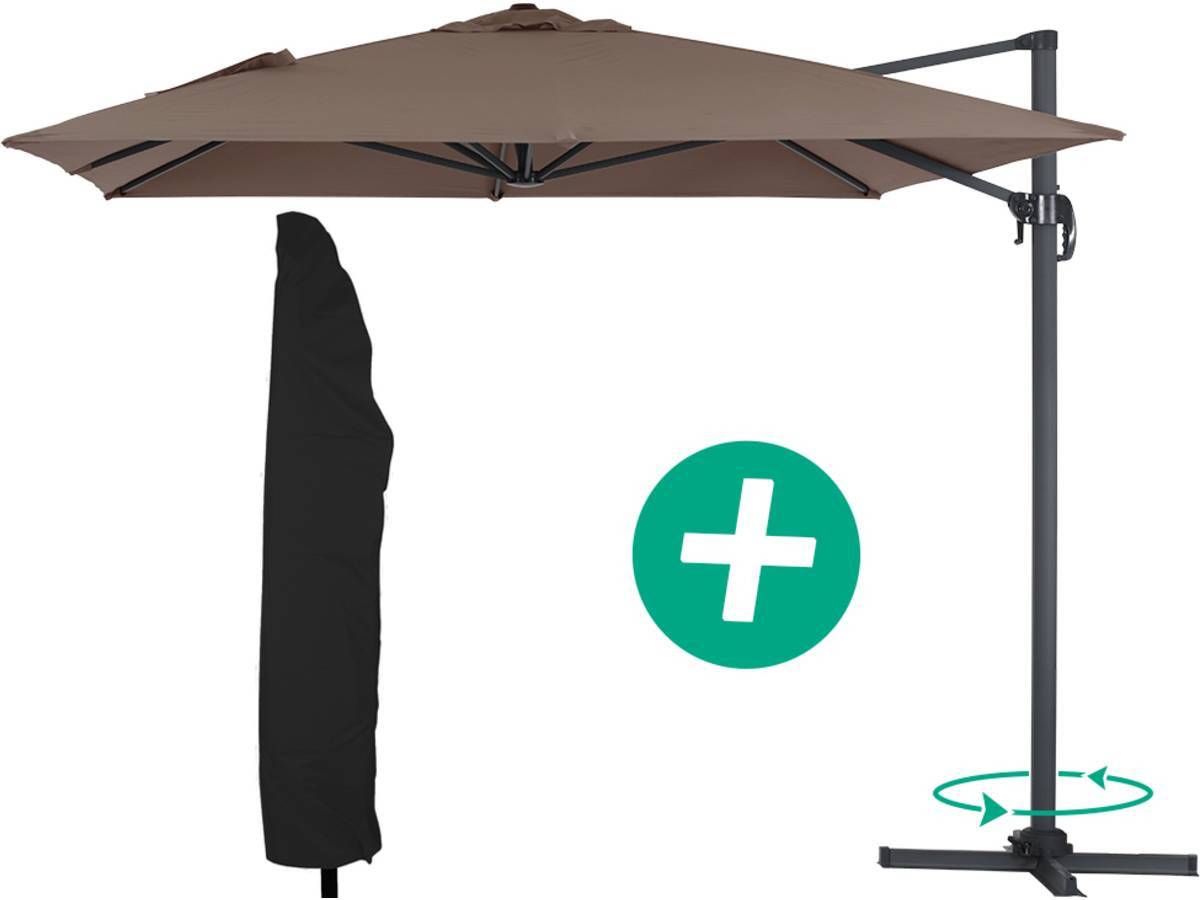 Habitat Et Jardin - Parasol Jardin Déporté Alu "sun 4" - Rectangle - 3 X 4 M + Housse De Protection - Taupe -habitat Et Jardin - Image 1