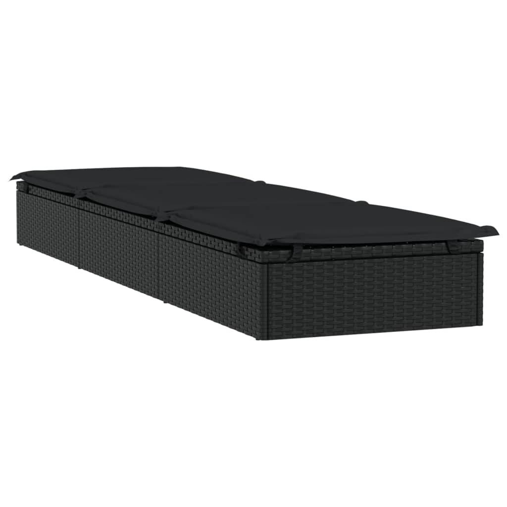 Maison Chic - Bain de soleil - transat avec coussin noir 201x55x62cm résine tressée - Meuble Pro - Imagen 4