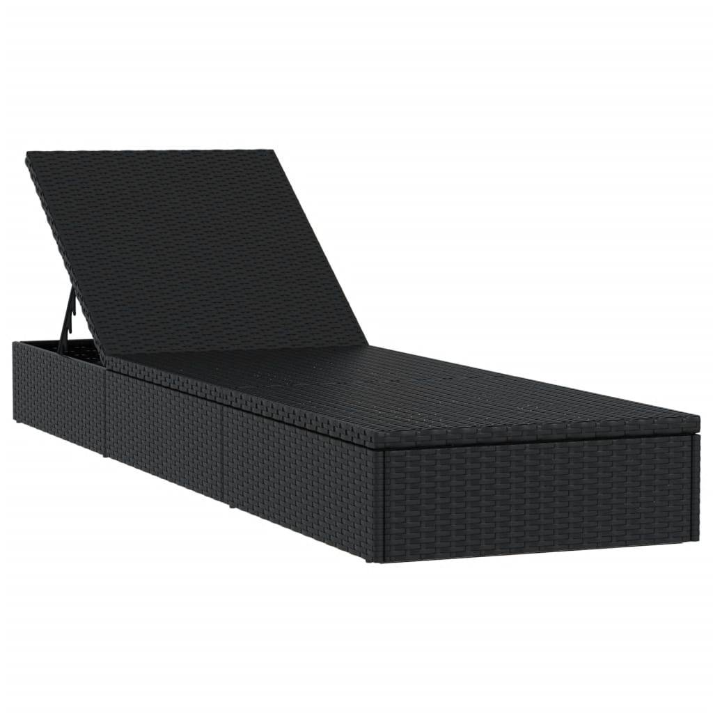 Maison Chic - Bain de soleil - transat avec coussin noir 201x55x62cm résine tressée - Meuble Pro - Imagen 3