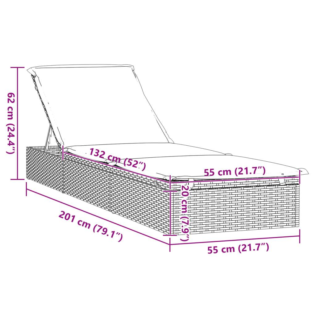 Maison Chic - Bain de soleil - transat avec coussin noir 201x55x62cm résine tressée - Meuble Pro - Imagen 10