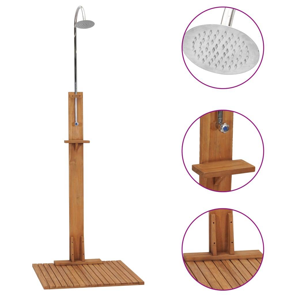 Douche d'extérieur - Douche de jardin 75x75x210 cm bois de teck solide - Image 2