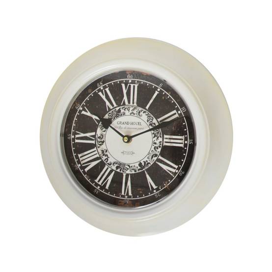 Horloge murale décorative vintage ancien salon bois noir blanc 35cm Chemin de campagne