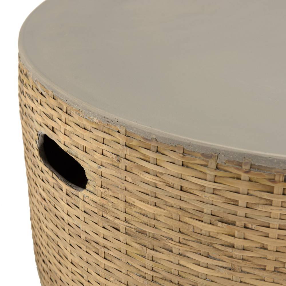 Macabane - HECTOR - Table basse ronde plateau en béton socle en bambou naturel - Imagen 3