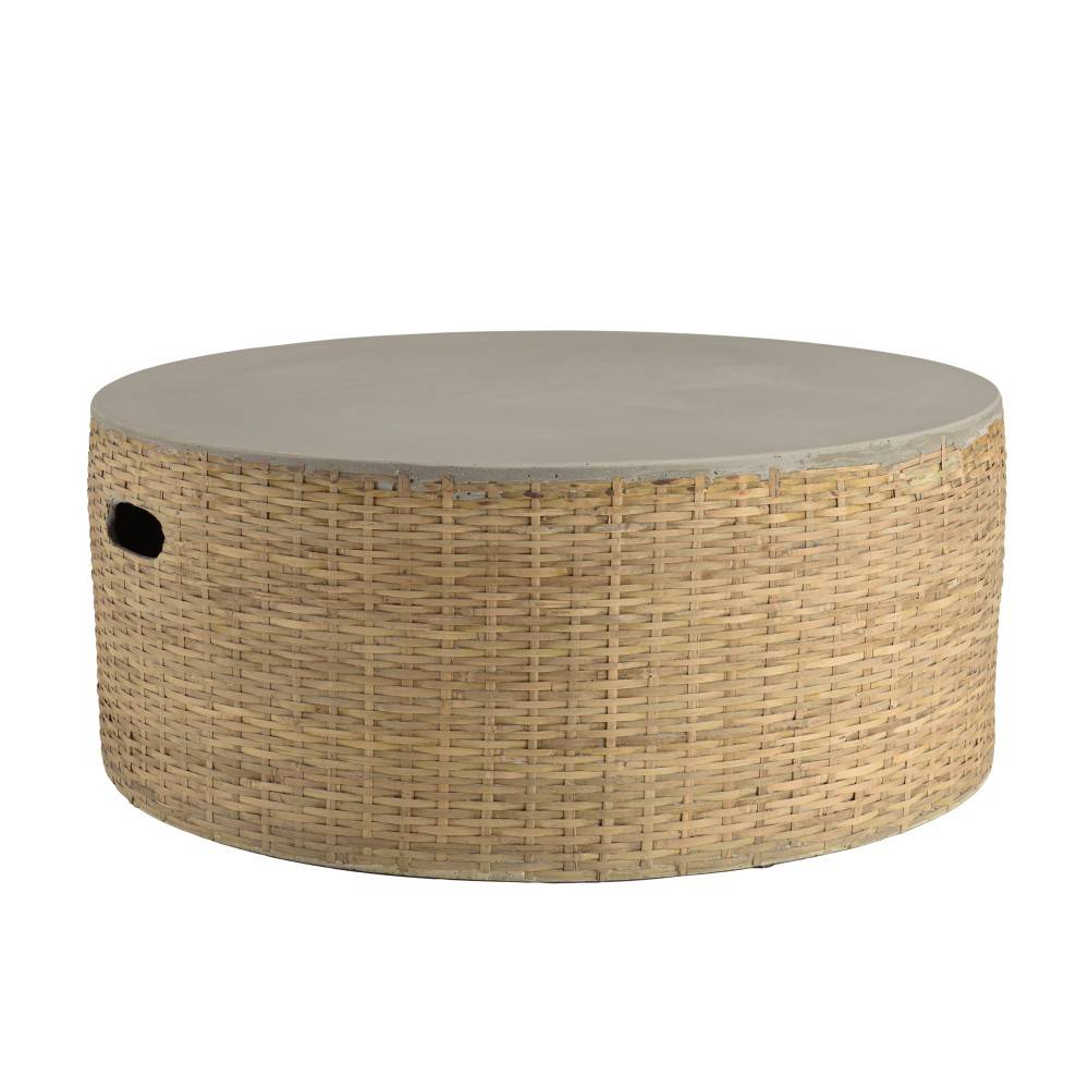 Macabane - HECTOR - Table basse ronde plateau en béton socle en bambou naturel - Imagen 5