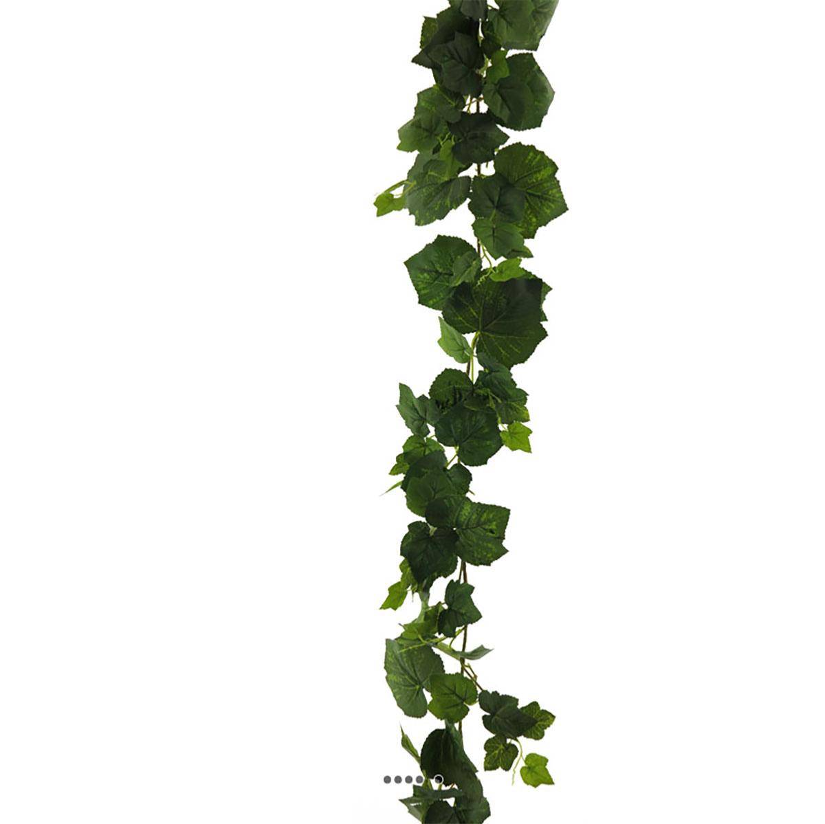 Artificielles - Guirlande de vigne artificielle L 195 cm 120 feuilles en tissu enduit vert - Imagen 1