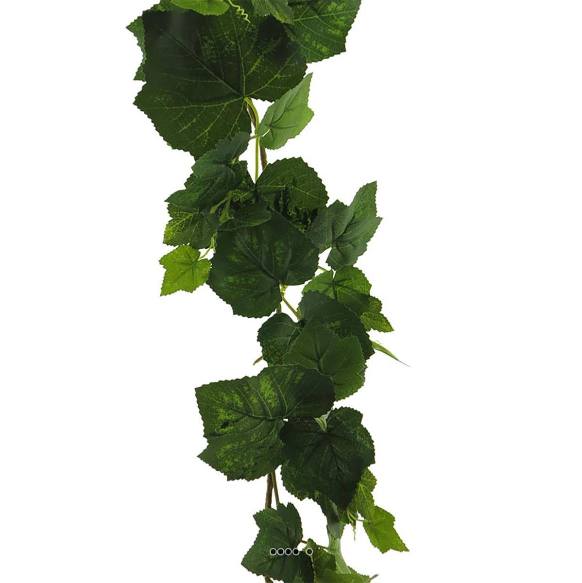 Artificielles - Guirlande de vigne artificielle L 195 cm 120 feuilles en tissu enduit vert - Imagen 3