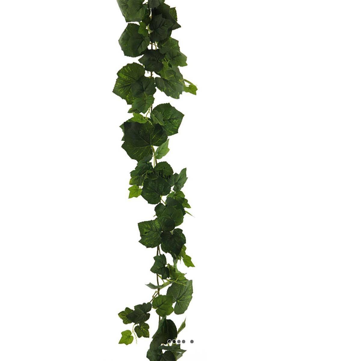 Artificielles - Guirlande de vigne artificielle L 195 cm 120 feuilles en tissu enduit vert - Imagen 2