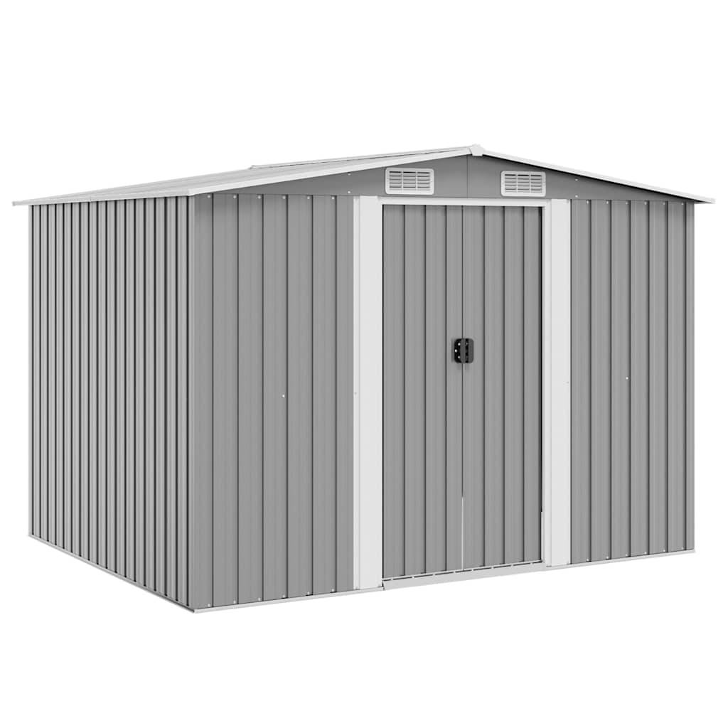 PANGIVO - Abri de jardin avec double porte coulissante - Acier galvanisé gris - 257x205x178 cm - Surface au sol 4,72m² - PANGIVO - Image 1
