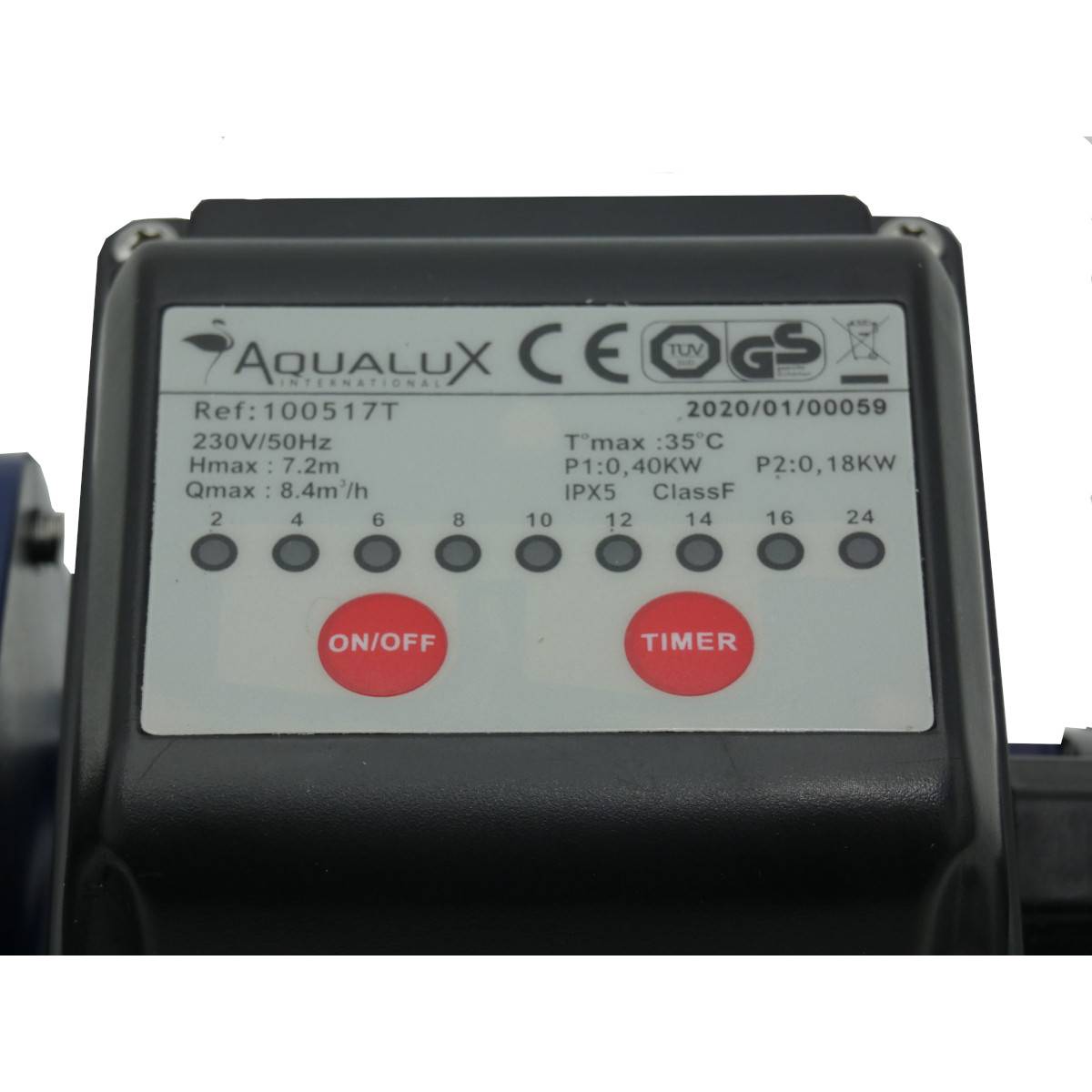 Aqualux - Pompe de filtration piscine avec timer intégré - 1/3cv 100517T Aqualux - Imagen 4