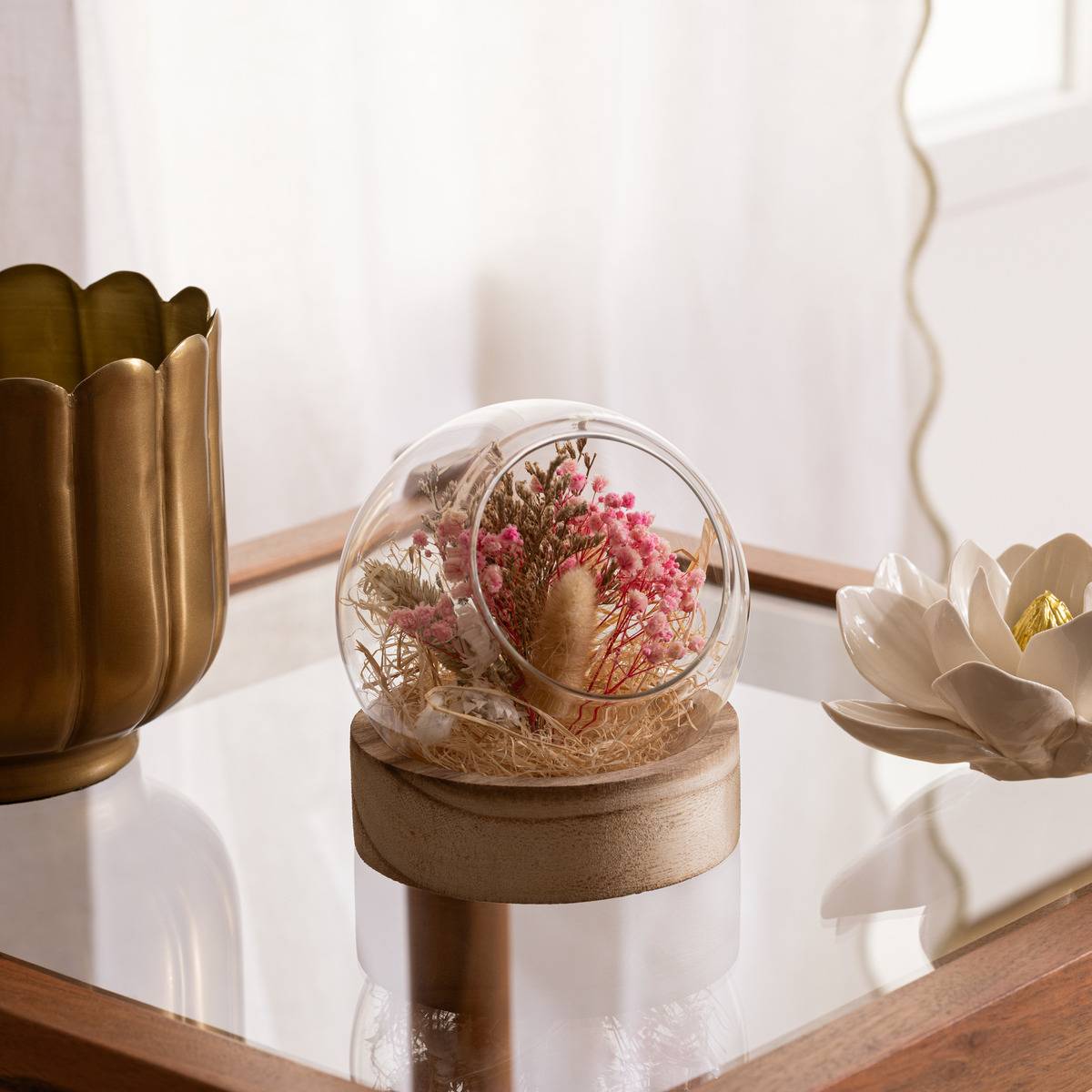Atmosphera - Composition boule fleurs séchées D12cm pria - Atmosphera Créateur d'intérieur - Imagen 1